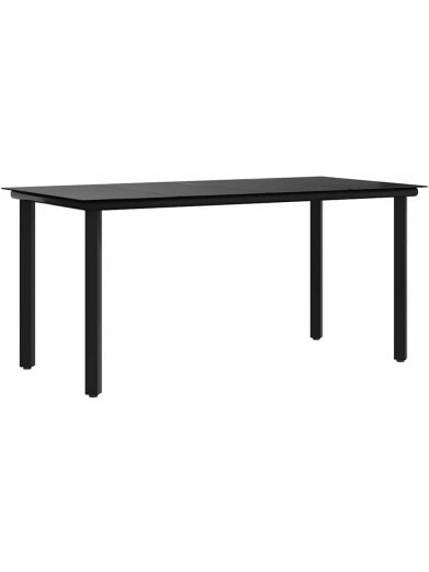 Mesa Rectangular para Comedor de Jardin con Estructura de Acero y Cristal Templado,