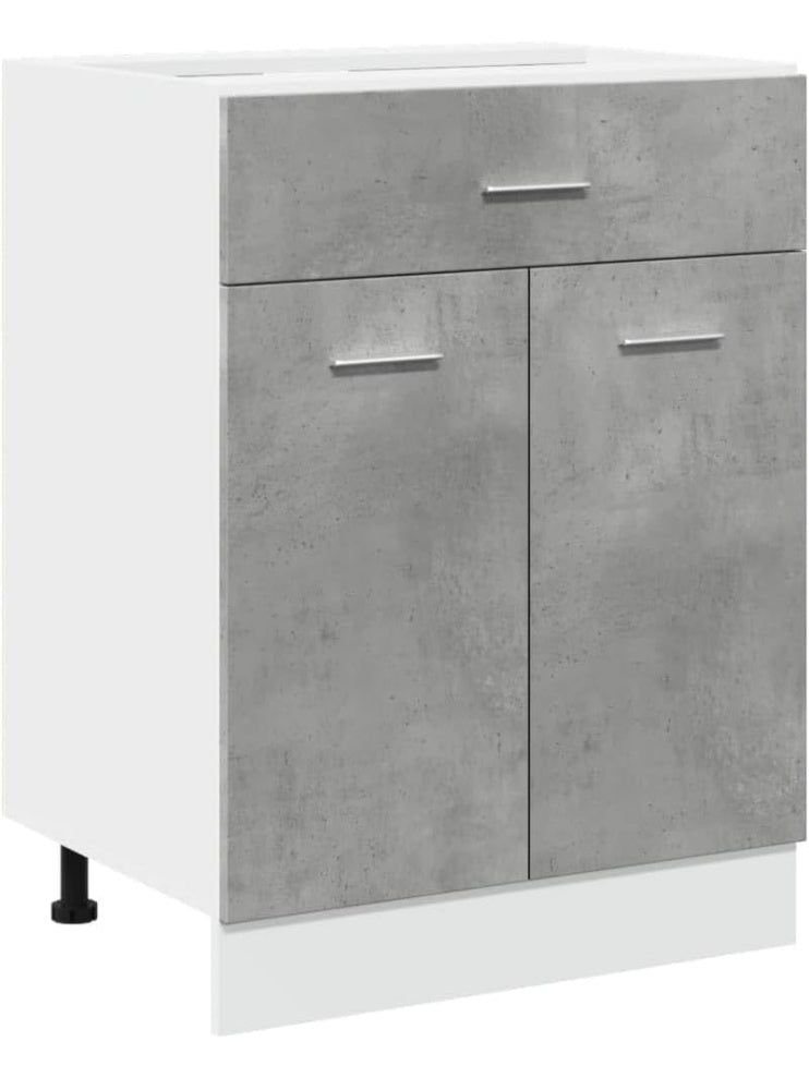 Armario Bajo Multifuncional en Gris Concreto para Bano o Cocina, 60 x 46 x 81.5