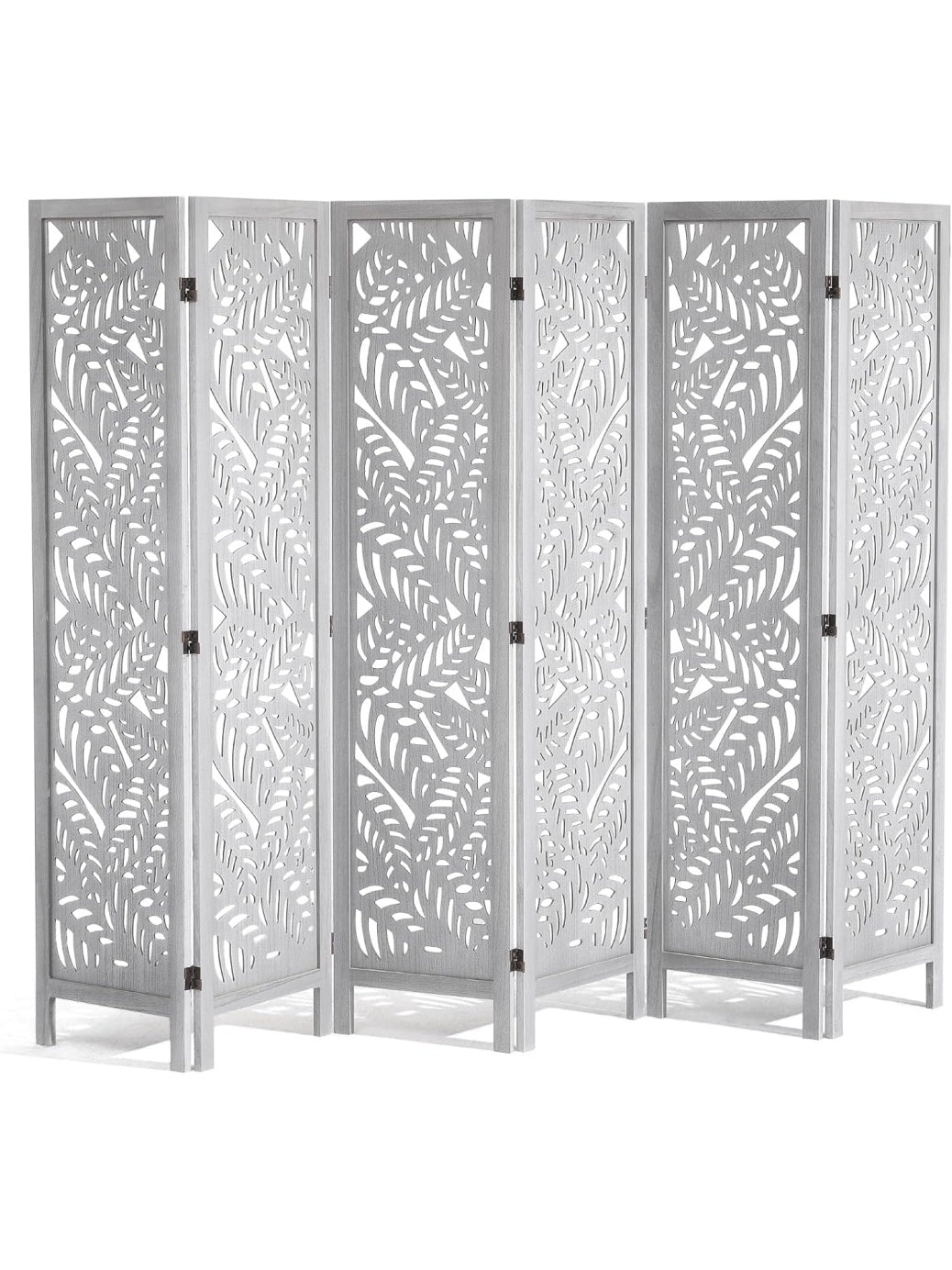 Biombo plegable de seis paneles con diseno bohemio para separar ambientes, acabado