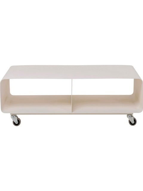 Mueble TV Metalico con Ruedas, Aparador Minimalista para Televisor, Color Crema, 90 42 30