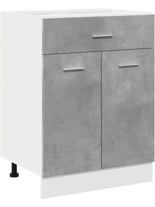 Armario Bajo Multifuncional en Gris Concreto para Bano o Cocina, 60 x 46 x 81.5