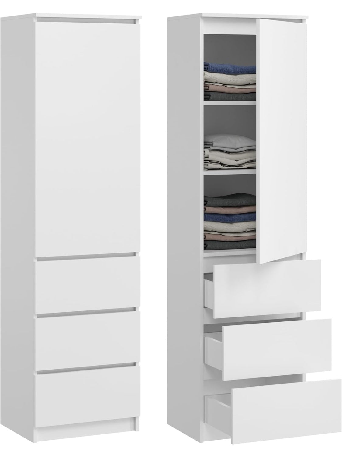 Armario Organizador con 3 Cajones y Compartimentos Cerrados, Mueble Multiusos para Oficina o