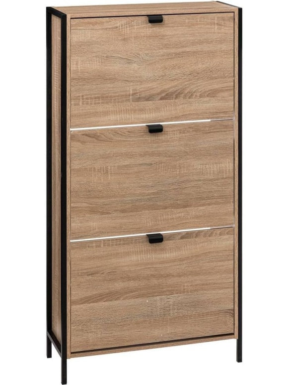Zapatero de 3 Cajones con Acabado Roble Natural, Mueble Organizador para