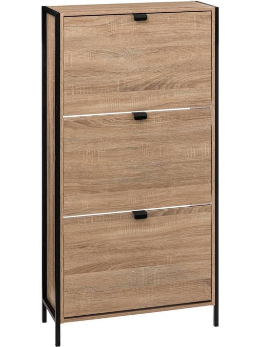 Zapatero de 3 Cajones con Acabado Roble Natural, Mueble Organizador para