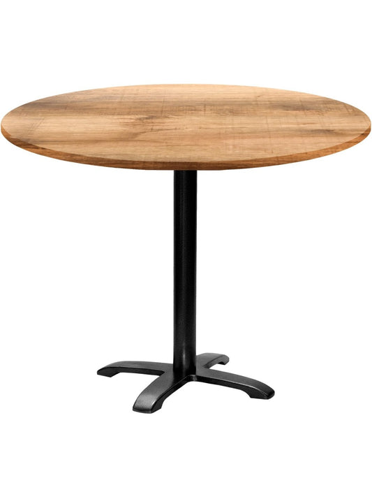 Mesa Comercial Circular de 110 cm para Restauracion con Acabado Tanino