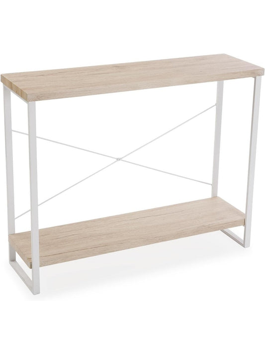 Consola para recibidor de diseno estrecho con balda inferior, acabado blanco, 100 30 80